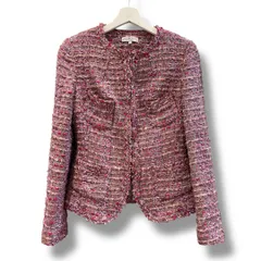 BARNEYS NEW YORK×KIYOMI SAITO ツイードジャケット サイズ38 ローズピンクMIX 日本製 総裏 ノーカラー オケージョン セレモニー 春色 レディース 春 ゴーゴー古着マルイ草加店3323