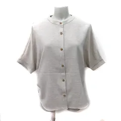 インディヴィ INDIVI シャツ ブラウス 半袖 38 M ベージュ /YI