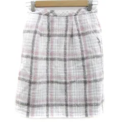 アプワイザーリッシェ Apuweiser-riche タイトスカート ひざ丈 チェック柄 2 ライトブルー 水色 /YM15