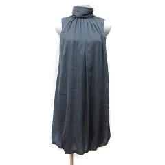 ザラ ベーシック ZARA BASIC ワンピース ひざ丈 ノースリーブ ハイネック グレー /YI