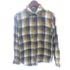 エディーバウアー EDDIE BAUER ステンカラーシャツ チェック 長袖 XS 黄色 イエロー /AU