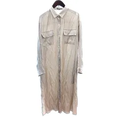 インディヴィ INDIVI シャツワンピース ロング 長袖 38 M ベージュ /AU