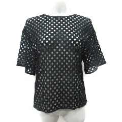 ルシェルブルー LE CIEL BLEU シャツ ブラウス プルオーバー 刺繍 半袖 38 M 黒 ブラック /YI