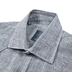 BARBA バルバ / DANDYLIFE The Vintage Shirt 麻シャツ ドレスシャツ カジュアルシャツ ワイドカラー スナップボタン 長袖 メンズ リネン 100% 総柄 ネイビー イタリア製 435686