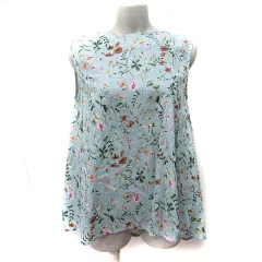 シンプリシテェ SIMPLICITE シャツ ブラウス プルオーバー ノースリーブ 花柄 水色 /YI
