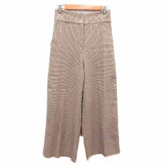 ナチュラルビューティーベーシック NATURAL BEAUTY BASIC ワイドパンツ スラックス 千鳥格子 M ベージュ /YK