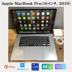 ［新品バッテリー］Apple MacBook Pro（16インチ, 2019）/ Core i9 / メモリ64GB / SSD 512GB / Windows11 / Office 2024/Ri638