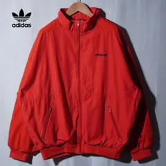 90s アディダス adidas ジップアップ ブルゾン ジャケット XL 相当 レッド トリコタグ スリーカラーフラッグタグ ロゴ刺繍 ヴィンテージ Vintage ストリート スポーツミックス オーバーサイズ 古着 B461