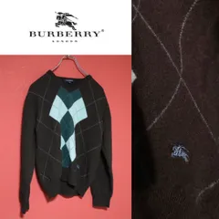 BURBERRY LONDON アーガイル柄 ロゴ刺繍デザイン ニット