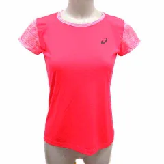 アシックス asics ランニングウェア Tシャツ カットソー ロゴプリント 半袖 S ピンク /YK
