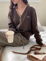 新作 バイカラー ウール カーディガン 羊毛含有 ニット シンプル 基本 フィット デイリーウェア