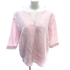 アーバンリサーチ URBAN RESEARCH シャツ ブラウス スリットネック 七分袖 F ピンク /AU