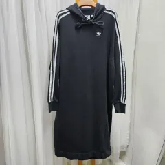 アディダス 3本線 フード ロング ワンピース ブラック