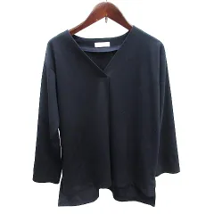 B&Y ユナイテッドアローズ BEAUTY&YOUTH ビューティー&ユース カットソー クロスオーバーVネック 七分袖 紺 ネイビー /AU