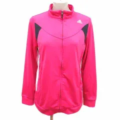 アディダス adidas トラックジャケット ジャージ ジップアップ ロゴプリント 長袖 M ピンク /YK