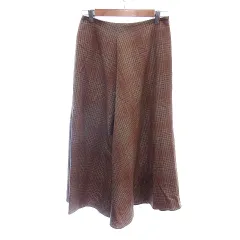 イエナ IENA フレアスカート マキシ ロング タック チェック ウール 38 M 茶 ブラウン /AU