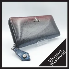✱Vivienne Westwood（ヴィヴィアンウエストウッド）✱エナメル ラメ グラデーション 長財布 ラウンドファスナー オーブロゴ レッド ブラック