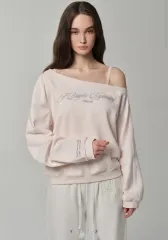 クリシアー ブライト ビギニング オフショルダー トップス スウェット ピンク