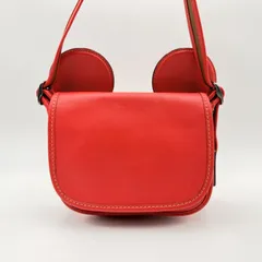 COACH（コーチ）Disneyコラボ F59369 ミッキー耳付きショルダーバッグ レッドレザー