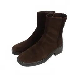 グッチ GUCCI サイドジップ スエード ショートブーツ ロゴプレート 36 茶 ブラウン