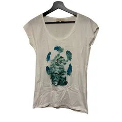 B093 PAUL & JOE（ポール & ジョー）猫 レディース Tシャツ 1サイズ グリーンホワイト
