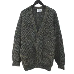 ミッソーニ MISSONI SPORT 長袖 ニット カーディガン S 緑系 ダークグリーン 総柄 Vネック ボタン リブ イタリア製のサムネイル