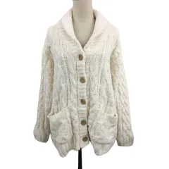 ジェラートピケ gelato pique Joel Robuchon ルームウェア カーディガン ニット ショールカラー モール ケーブル編み 長袖 F 白 ホワイト