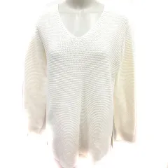 プラステ PLST ニット カットソー Vネック 長袖 M アイボリー /RT
