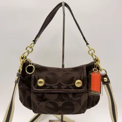 COACH（コーチ）シグネチャー ショルダーバッグ 2WAY ブラウン キャンバス レザー