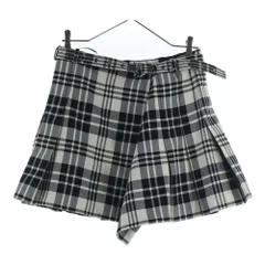 Christian Dior (クリスチャンディオール) ベルト付 ウール チェック スカート 241J16A1216 レディース ホワイト×ブラック