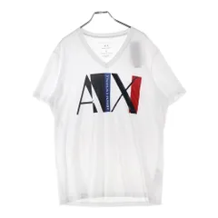 Armani Exchange (アルマーニ エクスチェンジ) ロゴプリント Vネック 半袖Tシャツ カットソー ホワイト