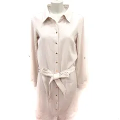 レディ Rady ワンピース タイト ひざ丈 長袖 ウエストマーク M ピンクグレージュ /RT