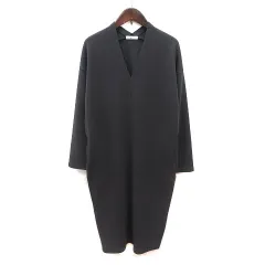 スタイルデリ STYLE DELI ニットワンピース ロング Vネック 長袖 1 チャコールグレー /MS