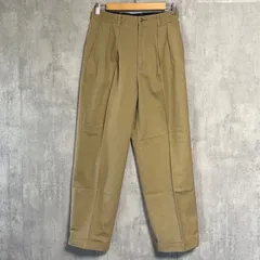 トミーヒルフィガー チノパン W29 ベージュ 2タック ワイドパンツ TOMMY HILFIGER スラックス 綿100 裾ダブル フラッグロゴ 刺繍 古着 90s Y2K ストリート ヒップホップ ゆるだぼ  ビッグシルエット テーパード メンズ  定番