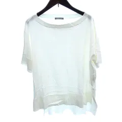 セオリーリュクス theory luxe ニット カットソー ボートネック 半袖 三分袖 38 M アイボリー 白 ホワイト /AU