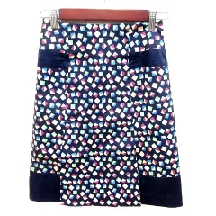 ローラアシュレイ LAURA ASHLEY スカート タイト ひざ丈 総柄 0 紺 ネイビー /RT
