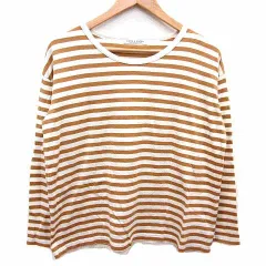 アーバンリサーチ ドアーズ URBAN RESEARCH DOORS FORK&SPOON Tシャツ カットソー クルーネック ボーダー 長袖 one ベージュ 白 ホワイト /YK