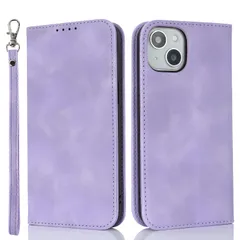 カード収納 レザー 耐衝撃 ストラップ 手帳型 スエードの質感(アイフォン13 14 iphone /あいふぉん13/いphone14/アイホン14 スマホケース あいふぉん13ケース iPhone14ケース 6.1インチ対応)-パープル iPhone13ケー