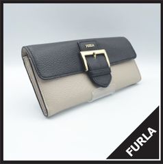 FURLA（フルラ）】ツートンバイカラー 長財布 ブラック×グレージュ 