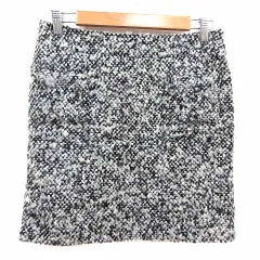 イエナ IENA タイトスカート ミニ ツイード ウール アルパカ混 38 M 黒 ブラック 白 ホワイト /YK