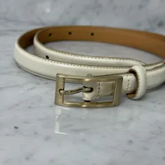 本革 Leather ベルト ホワイト 白 細幅 細ベルト  ドレスベルト