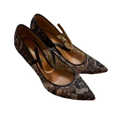  PIPPICHIC（ピッピシック）レザー 総レース ポインテッドトゥ パンプス 250 ブラック 2000002153757【MN28】