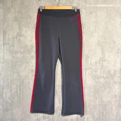 【美品/M】adidas アディダス トラックパンツ ジャージ 下 レディース グレー レッド 赤 3本ライン スリーストライプス フレア ブーツカット Y2K スポーツ ウェア トレーニング ジム ヨガ ダンス 部屋着 ワンポイント ロゴ 刺繍 古着 レトロ