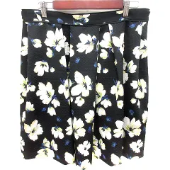 ペイトンプレイス PEYTON PLACE スカート フレア ひざ丈 総柄 15B 黒 ブラック 白 ホワイト /RT