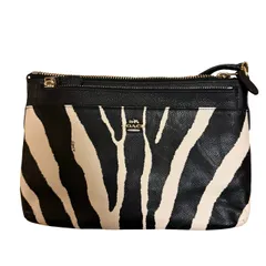 B093 COACH（コーチ）ゼブラプリント クロスボディバッグ（斜めがけバッグ）ゴールド