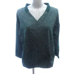 アーバンリサーチ ドアーズ URBAN RESEARCH DOORS シャツ ブラウス Vネック ドット 長袖 ONE M 緑 グリーン /AU