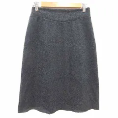 ローラアシュレイ LAURA ASHLEY フレアスカート ミモレ ロング ウール S チャコールグレー /YK