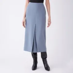 Mila Owen ミラオーウェン タックデザイン 後ろゴム ストレートスカート レディース サイズ0 (S) ブルー 青  無地  09WFS224173 _