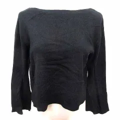 プラステ PLST ニット カットソー ボートネック フレアスリーブ 長袖 M 黒 ブラック /YK