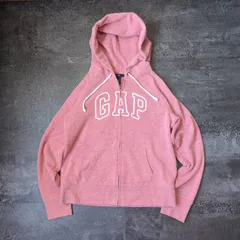 GAP Arch Logo Zip Up Hoodie Heather Pink Men's M Applique ギャップ ジップパーカー メンズ M 杢ピンク 縫い付けアーチロゴ y2k